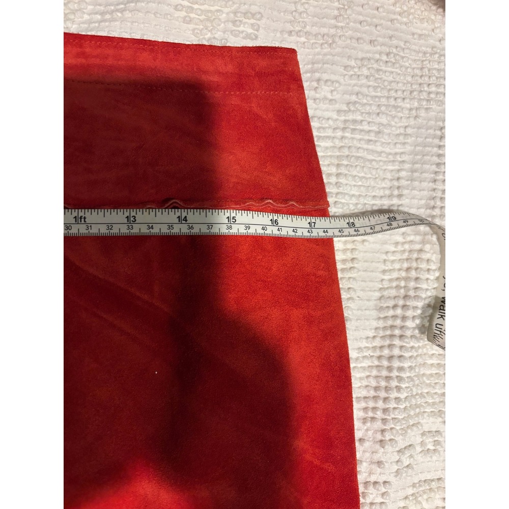Nine West Red Genuine Suede Leather Midi Skirt A-Line Boho Size 6 - Picture 7 of 8